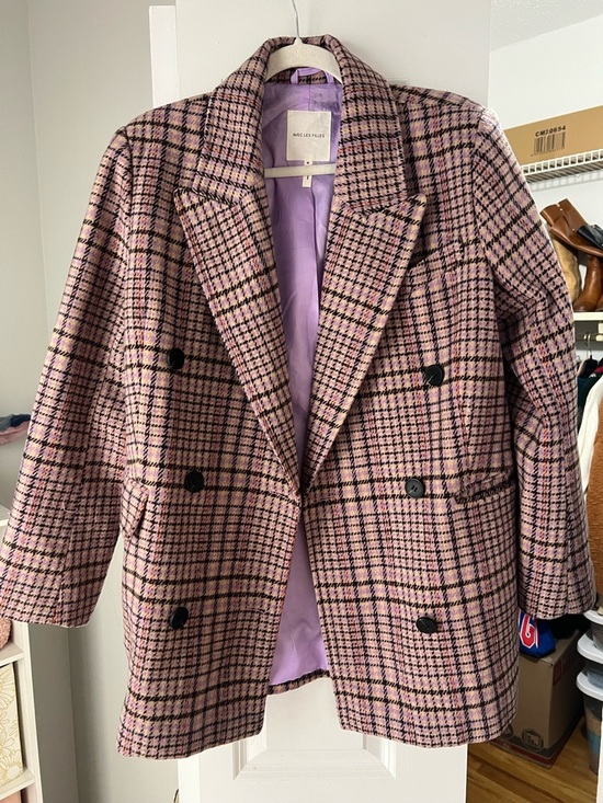a new day Jackets & Blazers - Pink Plaid Double-Breasted Blazer Jacket